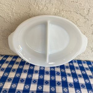 Vintage Fire King Oval Divided Serving Dish with Reversed Mark - 1960s